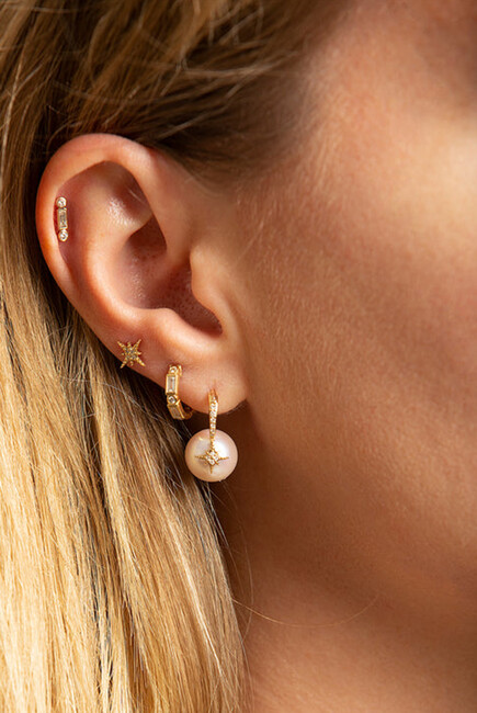 Starburst Single Stud Earring, 14k Yellow Gold & Diamonds